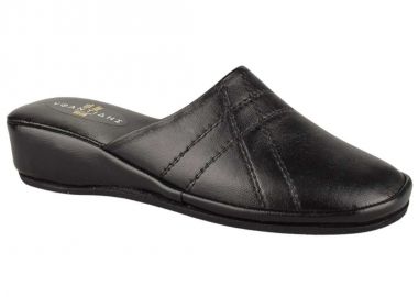 Παντόφλες γυναικείες | Δερμάτινες | Υφαντίδης | 110341 | Μαύρο - Υφαντίδης - 